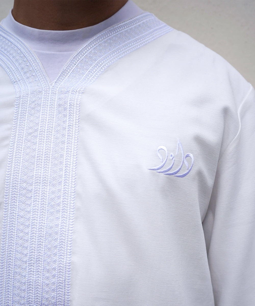 Nordafrikanischer Qamis für Herren – Weiss aus Leinen
