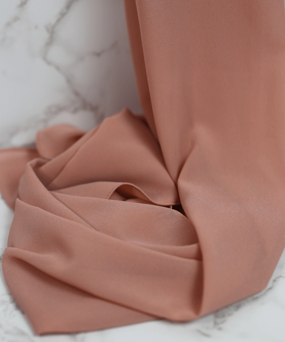 Peach-Bloom Chiffon Hijab - Chiffon
