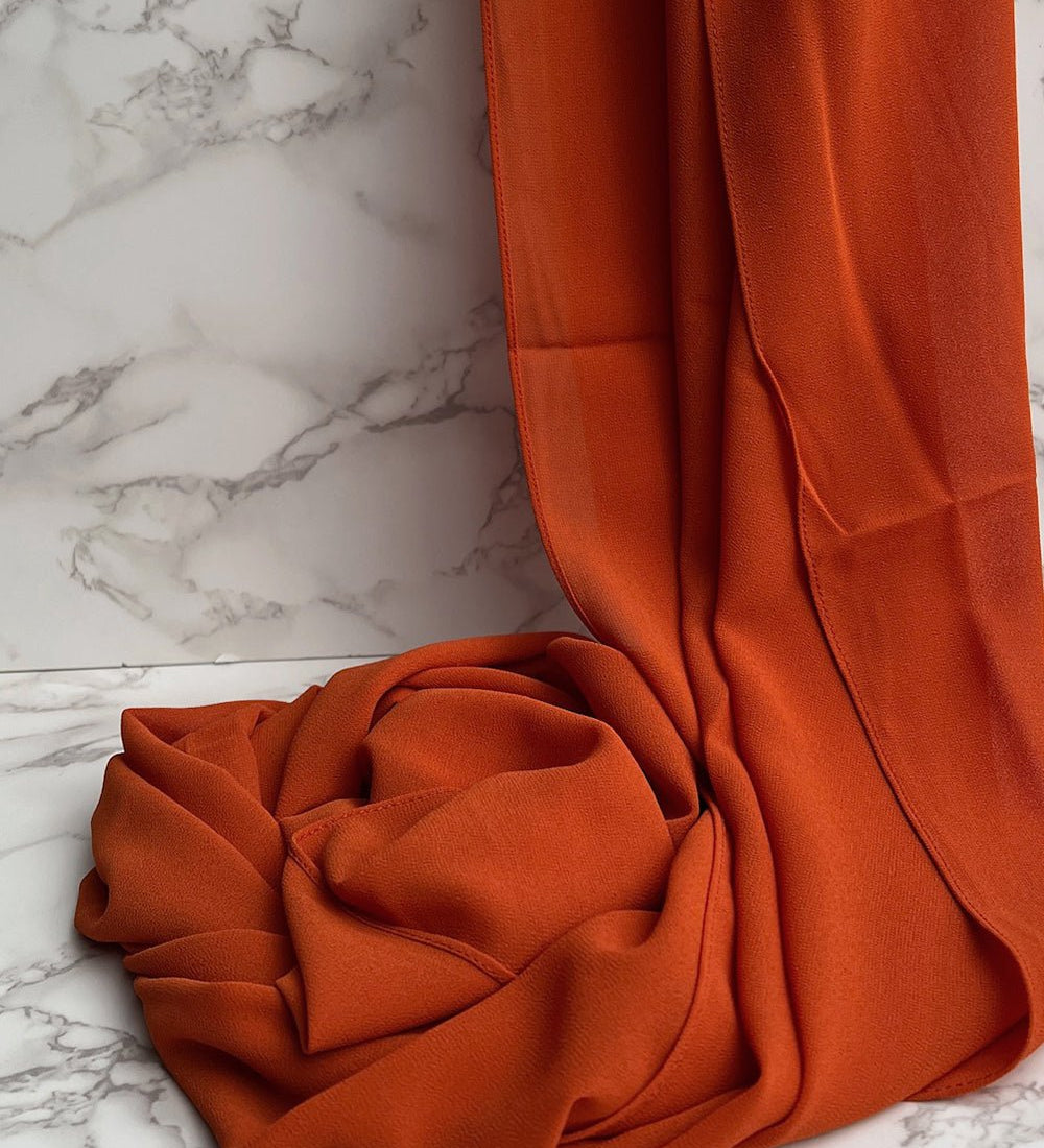 Pumpking Orange Chiffon Hijab - Chiffon